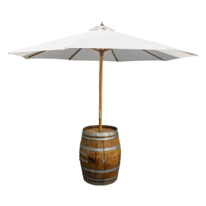 Wine Barrel with Umbrella